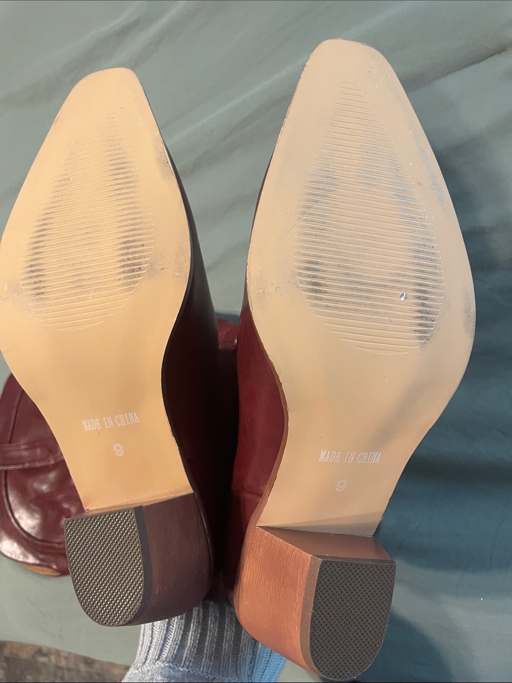 SHEIN Burgundy Western Mid-Heel Leather Boots - Picture 3 of 4